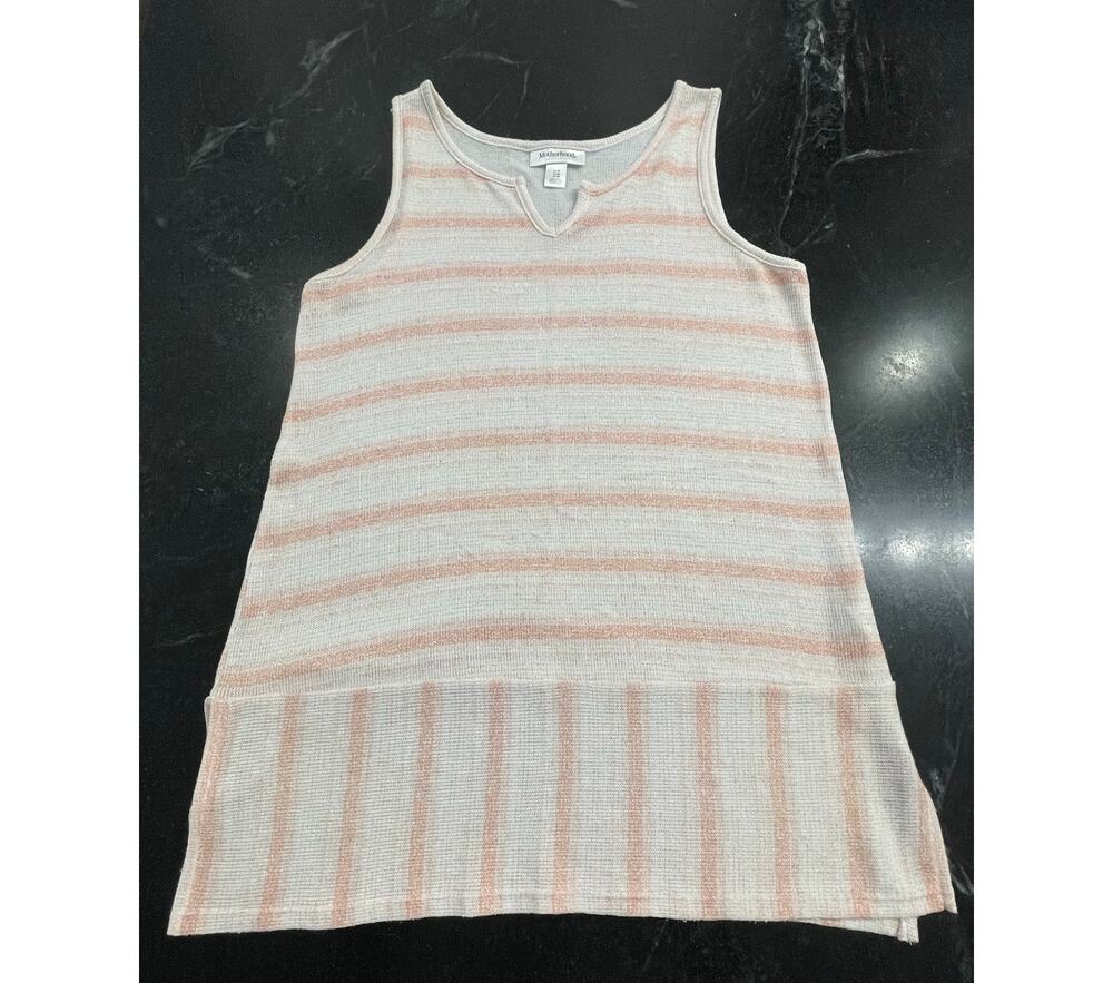 Motherhood Maternity peach and white sleeveless knit tank MED